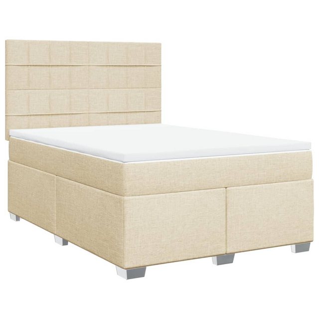 vidaXL Bett Boxspringbett mit Matratze Creme 140x190 cm Stoff günstig online kaufen