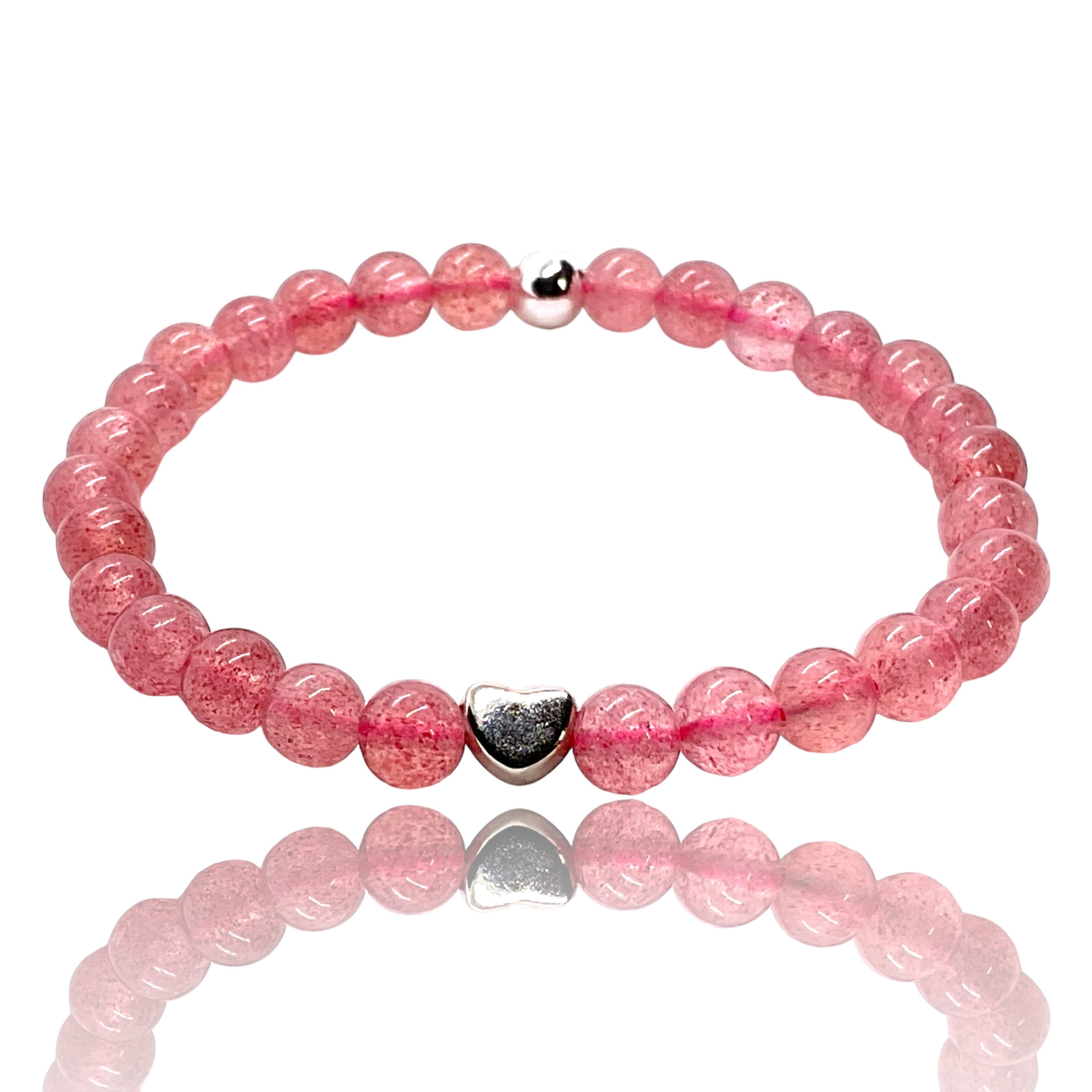 Steinfixx® Perlenarmband Edelstein Erdbeerquarz mit 925 günstig online kaufen