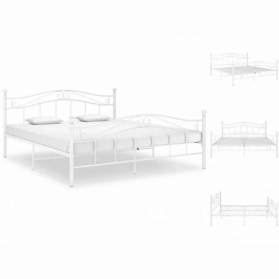 vidaXL Bettgestell Bett Weiß Metall 200x200 cm Bettrahmen Bettgestell günstig online kaufen