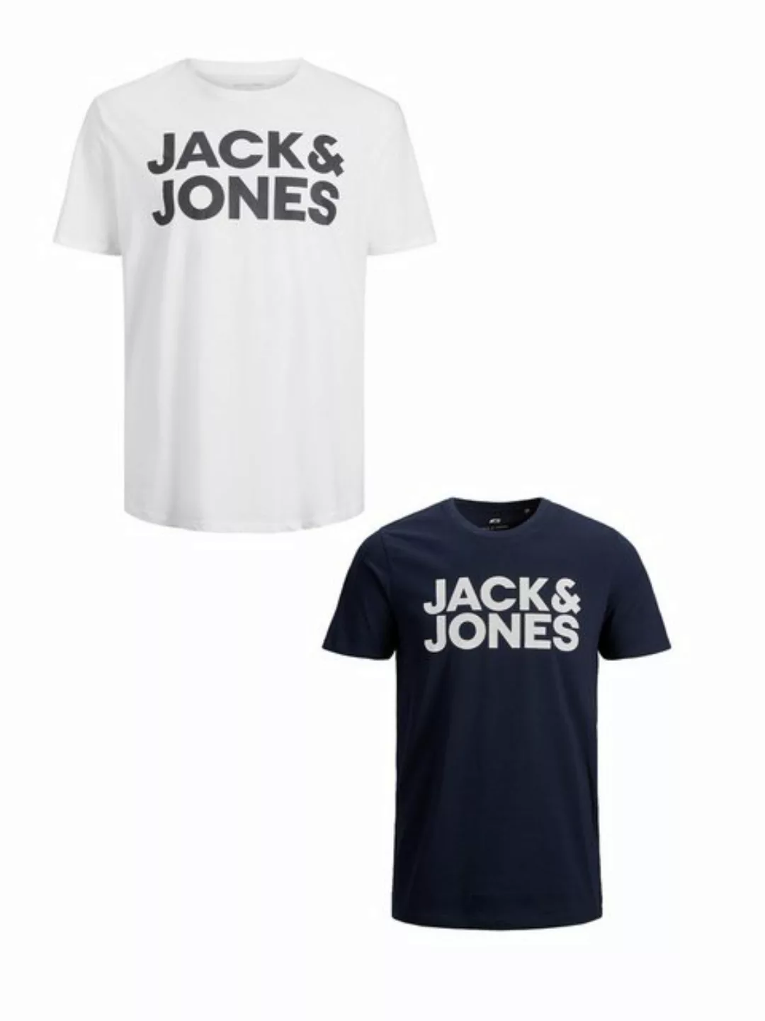 Jack & Jones T-Shirt 2er-Set Plus Size T-Shirt Logo (2-tlg) 4831 in Weiß-Bl günstig online kaufen