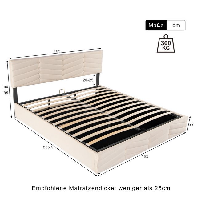 KLAM HOME Polsterbett Doppelbett Hydraulisches Bett mit höhenverstellbarem günstig online kaufen