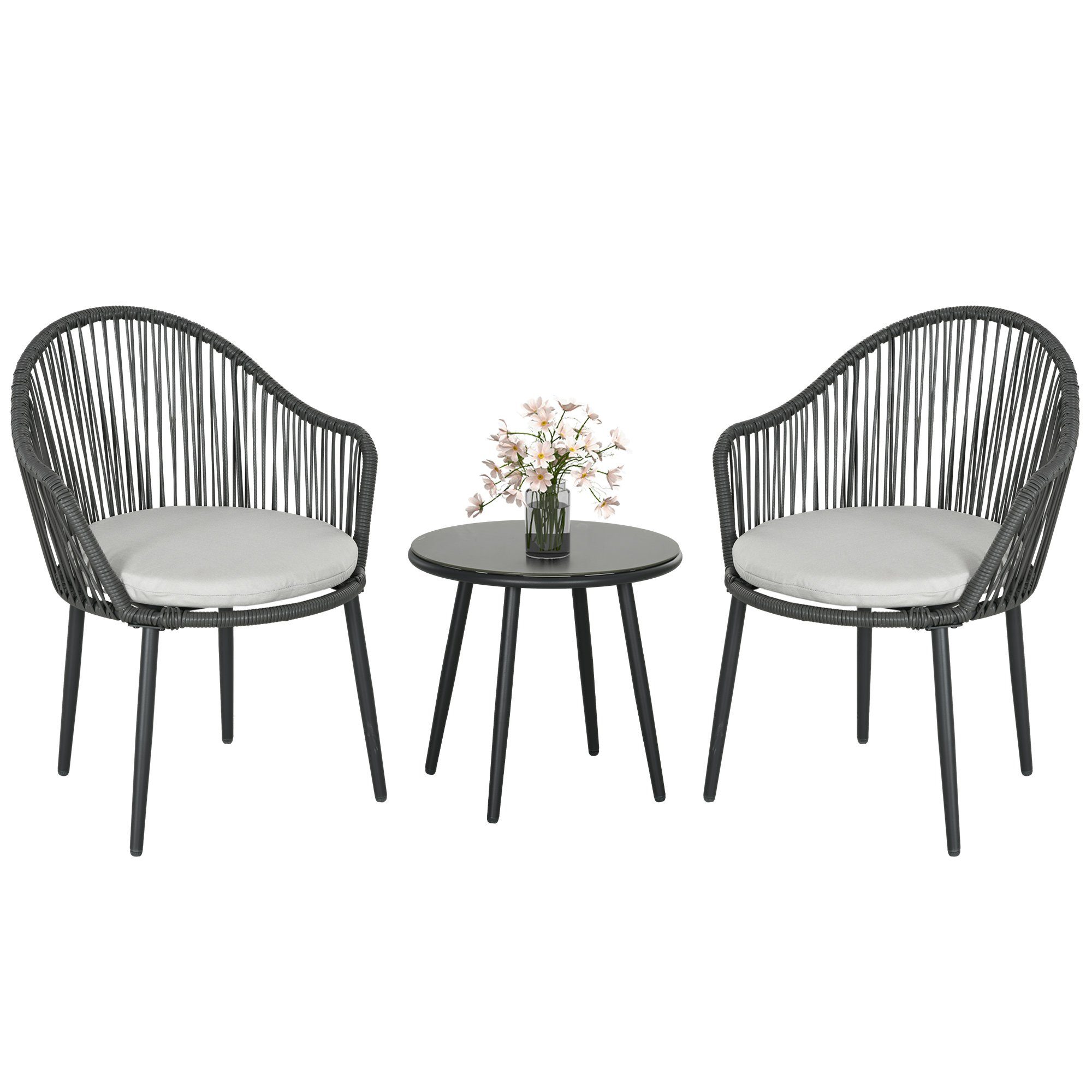 Outsunny Sitzgruppe Rattan Gartenmöbel-Set mit 2 günstig online kaufen