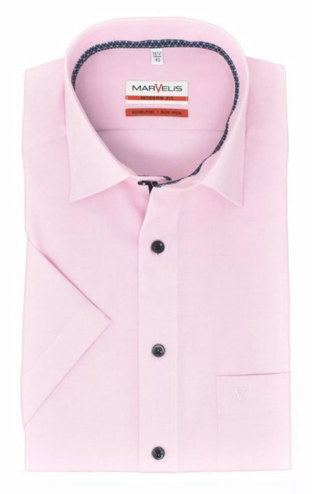 MARVELIS Kurzarmhemd Kurzarmhemd - Modern Fit - Einfarbig - Rosa günstig online kaufen