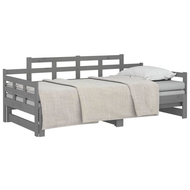 furnicato Bett Tagesbett Ausziehbar Grau Massivholz Kiefer 2x(90x200) cm (1 günstig online kaufen