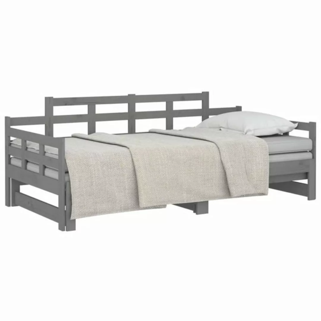 furnicato Bett Tagesbett Ausziehbar Grau Massivholz Kiefer 2x(90x200) cm (1 günstig online kaufen