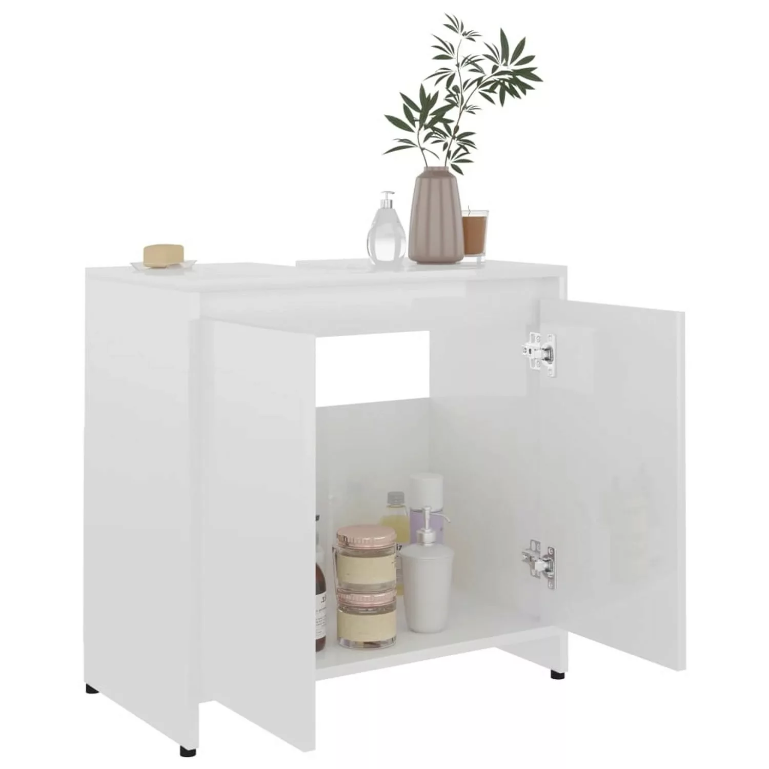 Vidaxl Badezimmerschrank Hochglanz-weiß 60x33x61 Cm Spanplatte günstig online kaufen