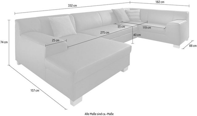 DOMO collection Wohnlandschaft Amando U-Form, wahlweise mit Bettfunktion, f günstig online kaufen