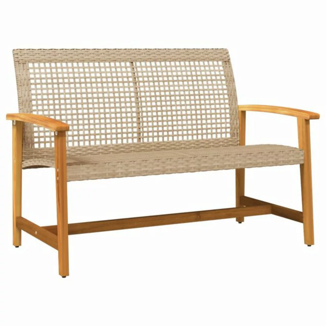 vidaXL Sofaelement Gartenbank Beige 112 cm Poly Rattan und nholz (1 St) günstig online kaufen