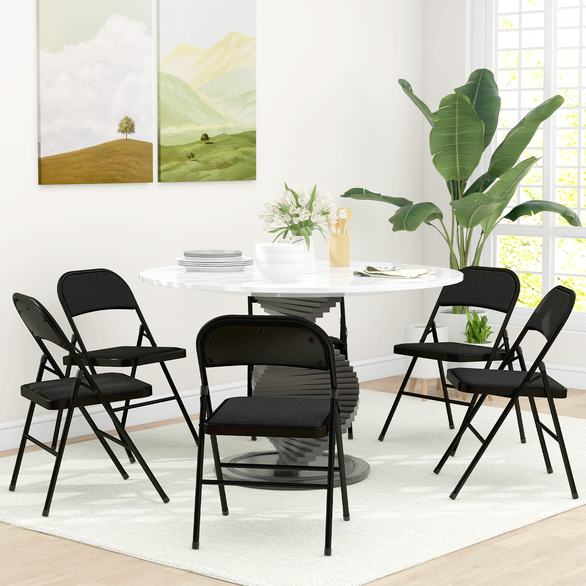 HOMCOM Set 6 Klappstühle mit Gepolsterter Sitzfläche, Moderne platzsparende günstig online kaufen