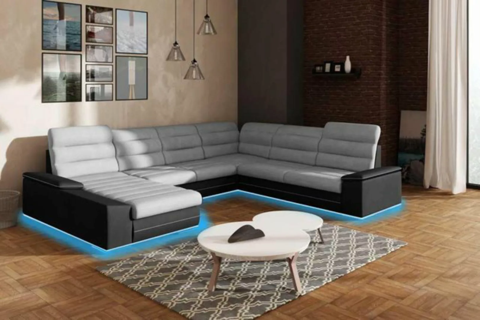 Xlmoebel Ecksofa Wohnlandschaft Sofa Bezugsstoff Stoff Leder Ecksofa Schlaf günstig online kaufen