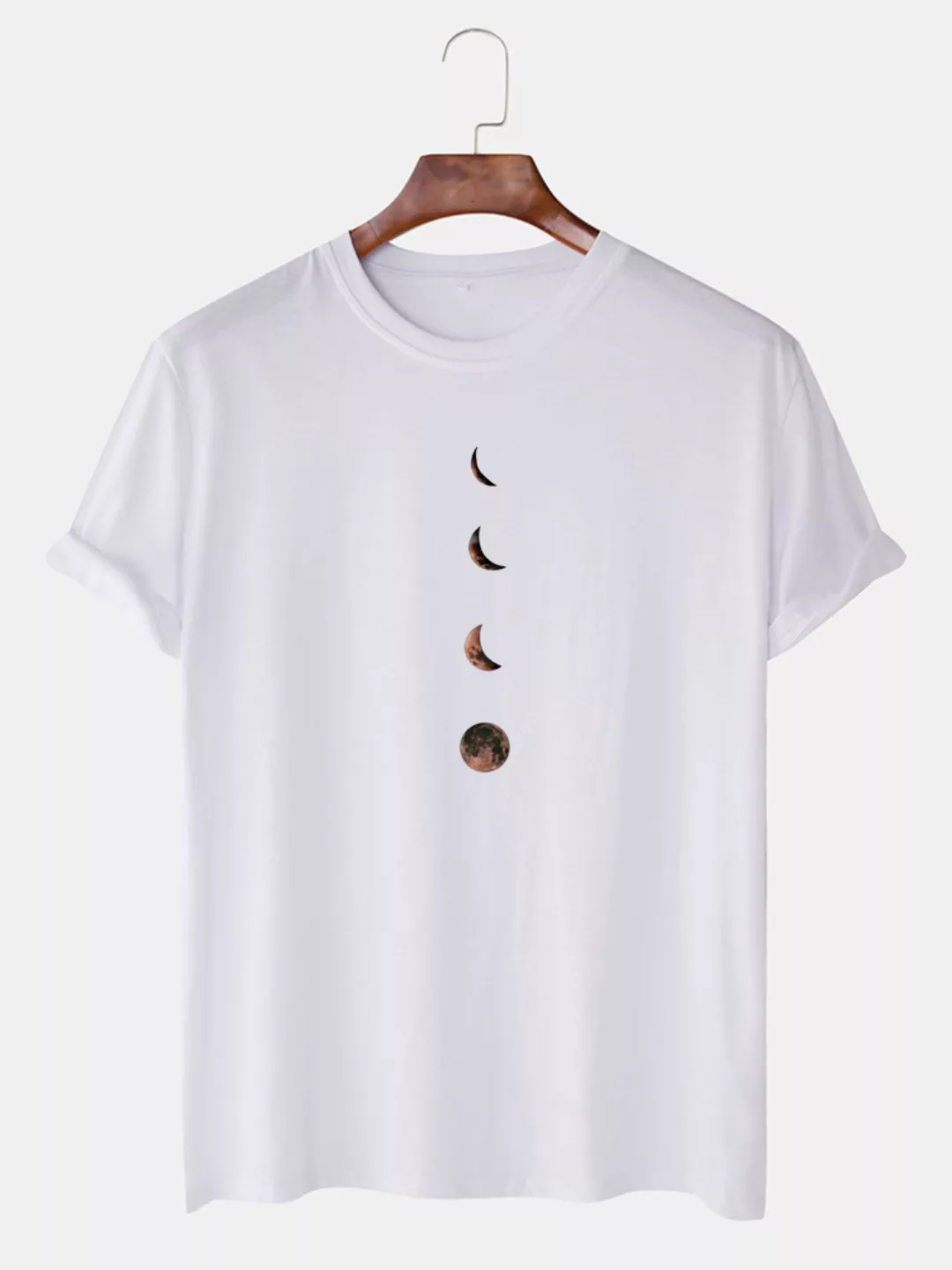 Herren Planet Print Baumwolle Rundhalsausschnitt Lässige Kurzarm-T-Shirts günstig online kaufen