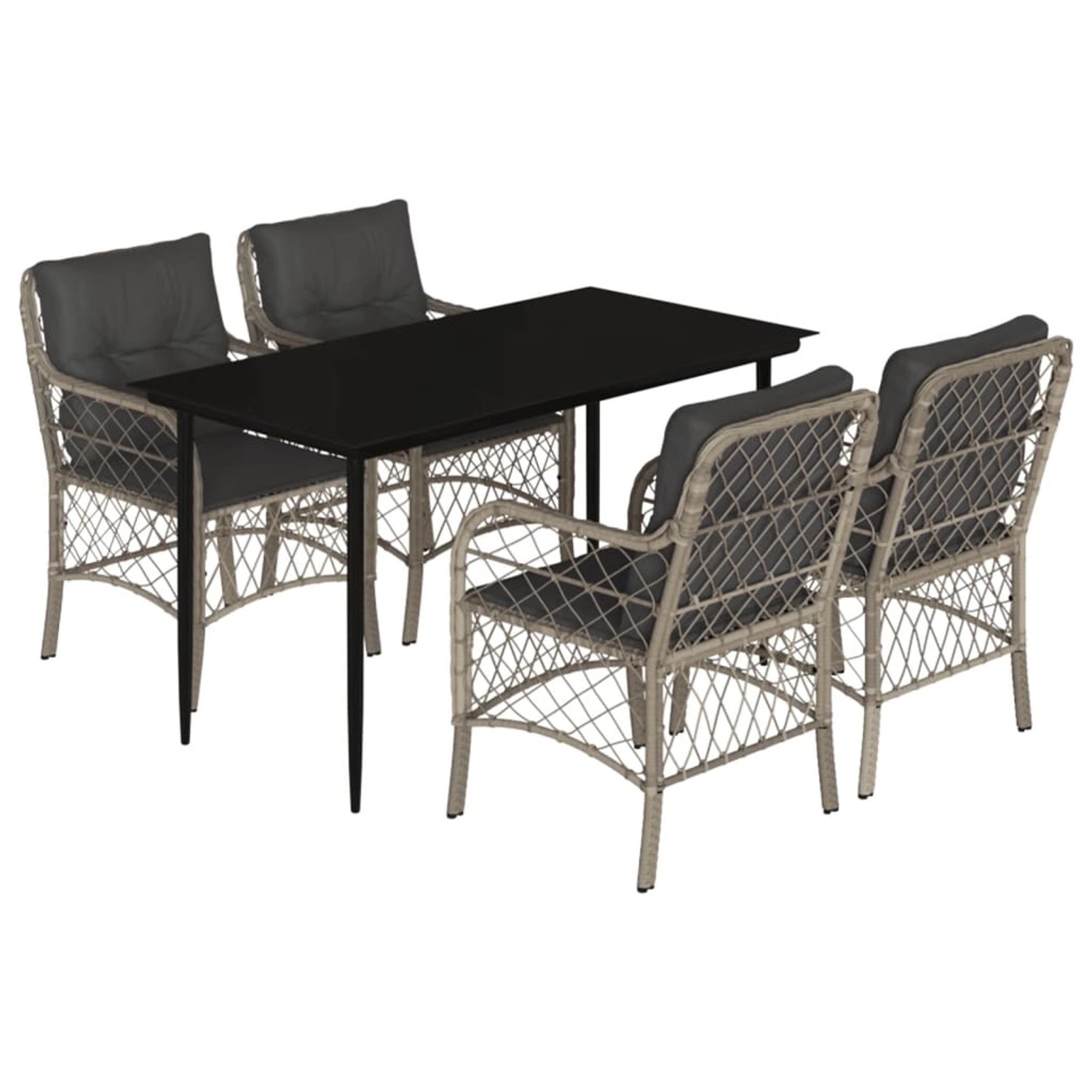 vidaXL 5-Tlg Garten-Essgruppe mit Kissen Hellgrau Poly Rattan 3212168 günstig online kaufen