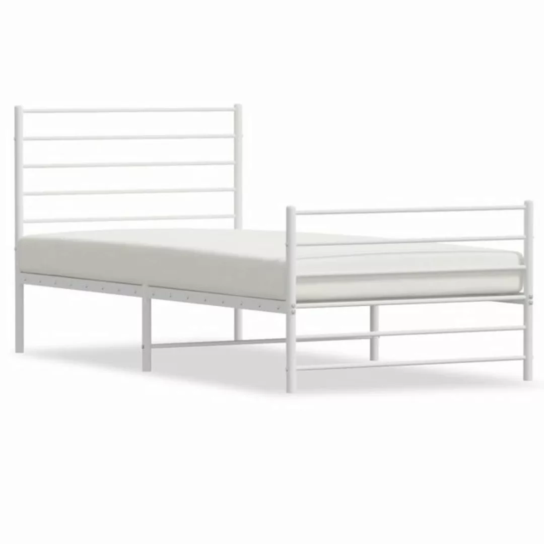 furnicato Bett Bettgestell mit Kopf- und Fußteil Metall Weiß 107x203 cm günstig online kaufen