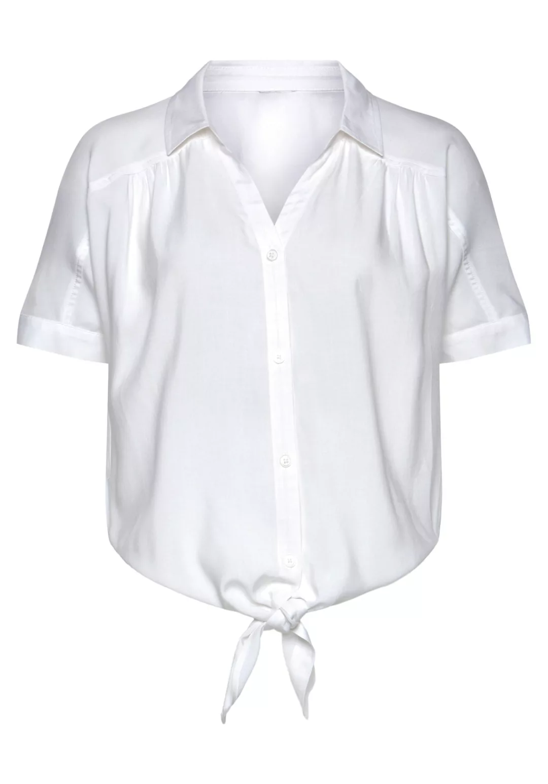 Buffalo Hemdbluse, mit Knotendetail, Kurzarmbluse, Hemdkragen, Basic günstig online kaufen