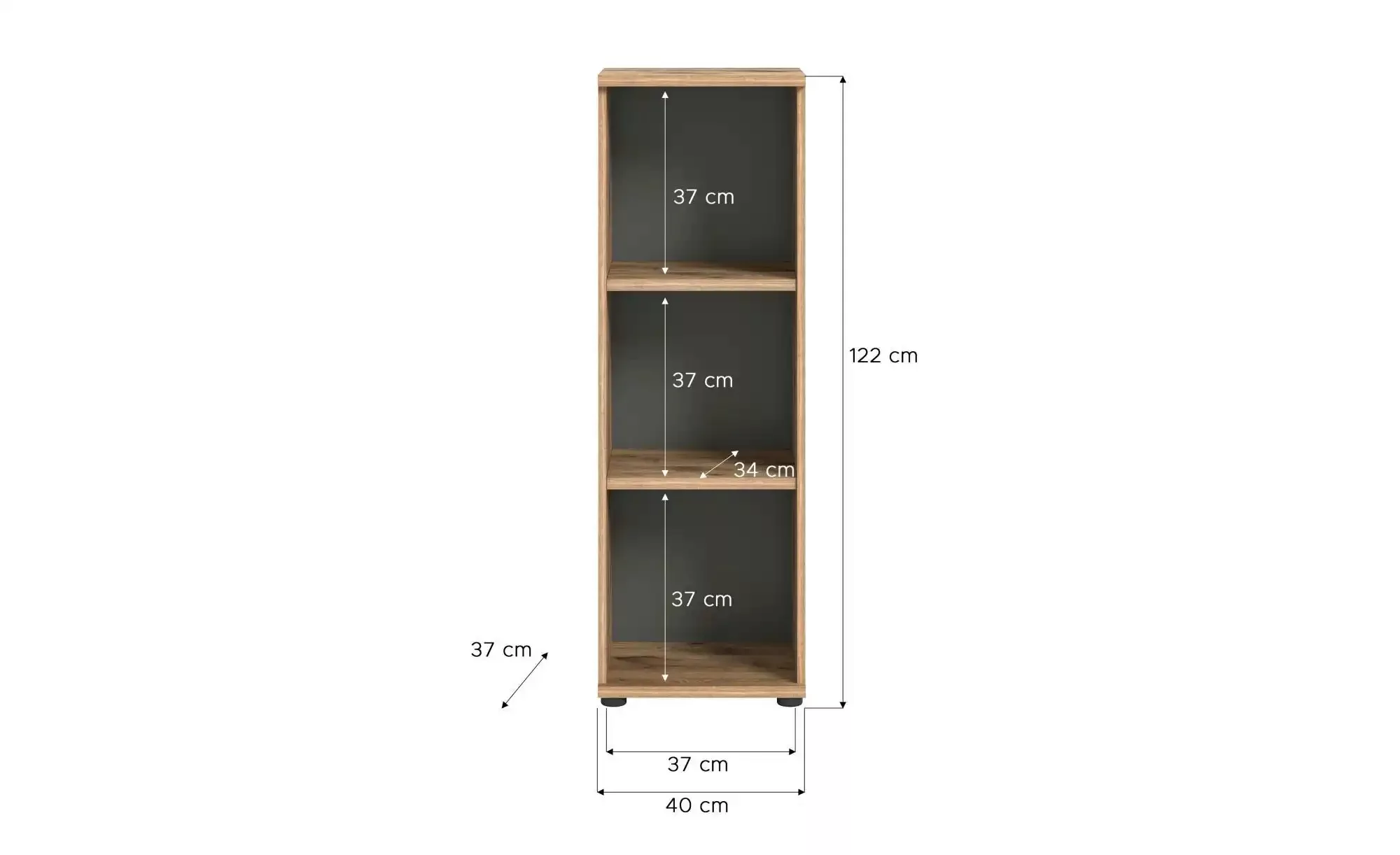 xonox.home Mehrzweckschrank Regal Büroregal MASON 122x40 cm in Nox Eiche un günstig online kaufen
