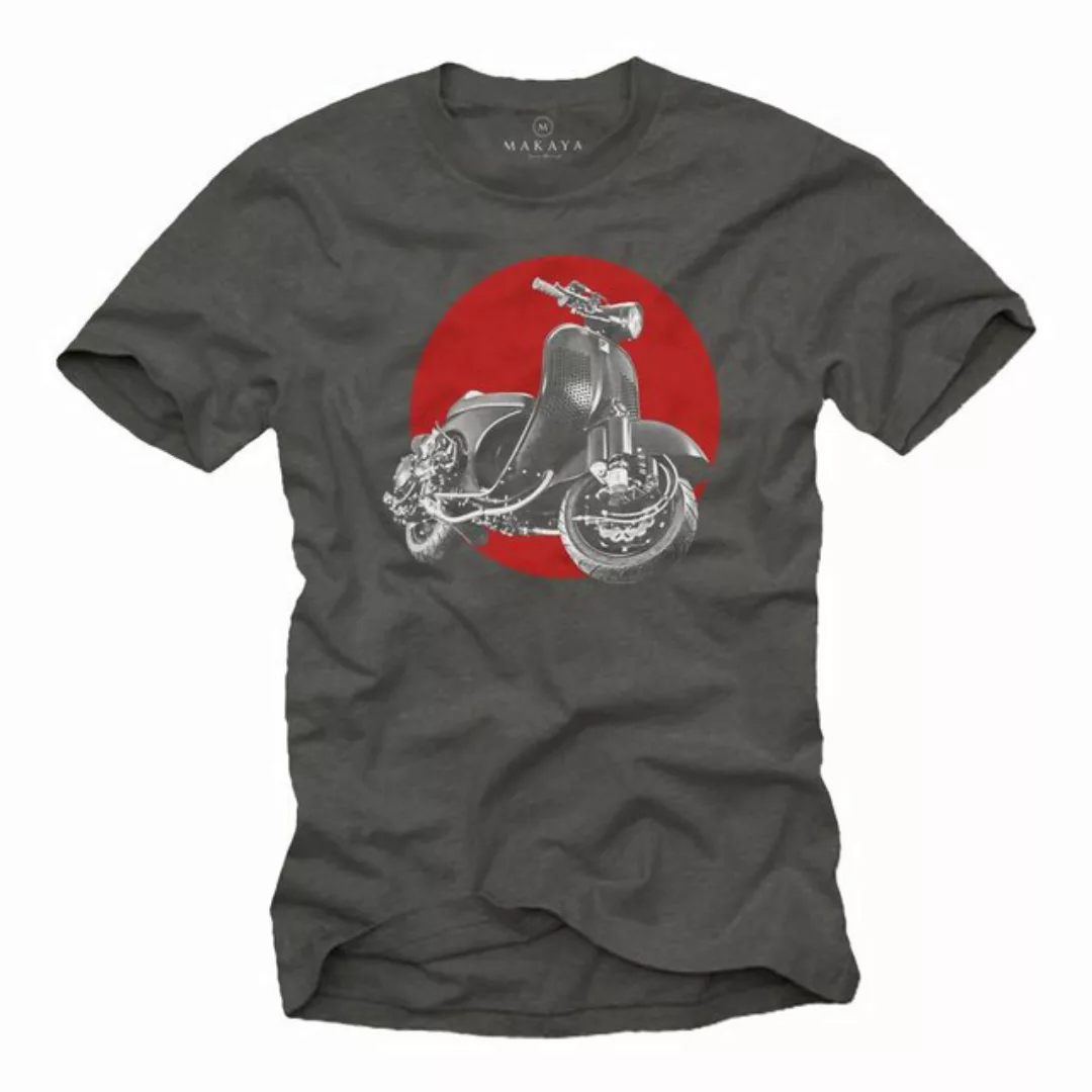 MAKAYA T-Shirt Herren Vintage Roller Motiv Italia Racing Scooter Hippie Sty günstig online kaufen