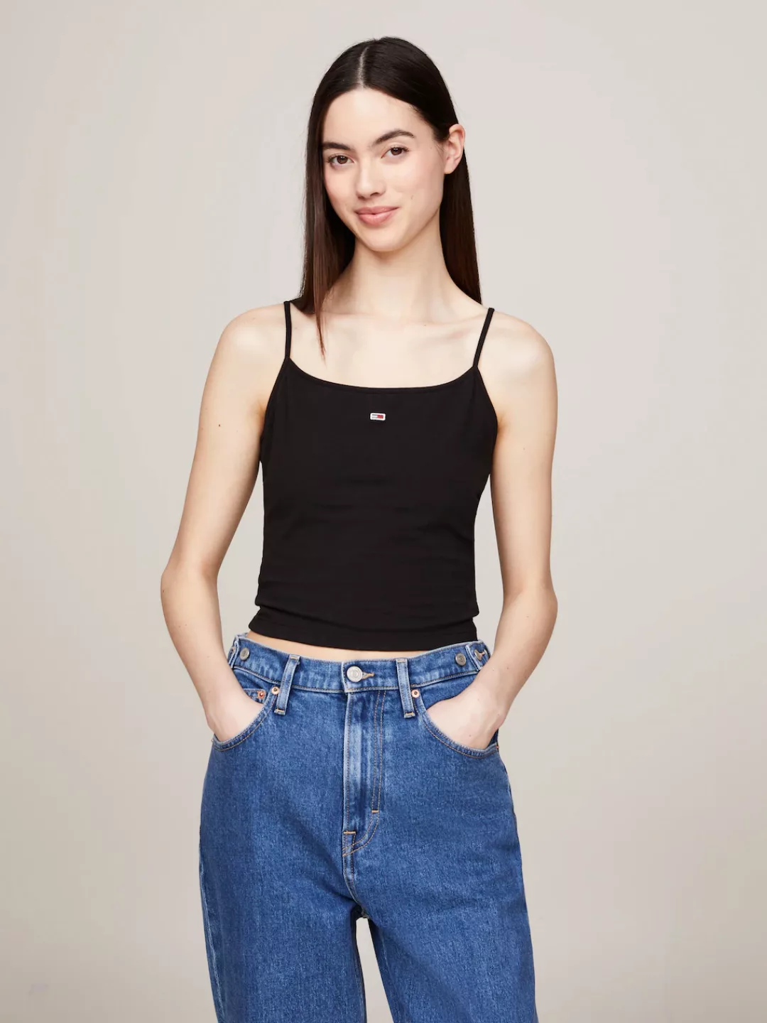 Tommy Jeans Spaghettitop Crop Essential Strap Tank Top, kurz mit verstellba günstig online kaufen