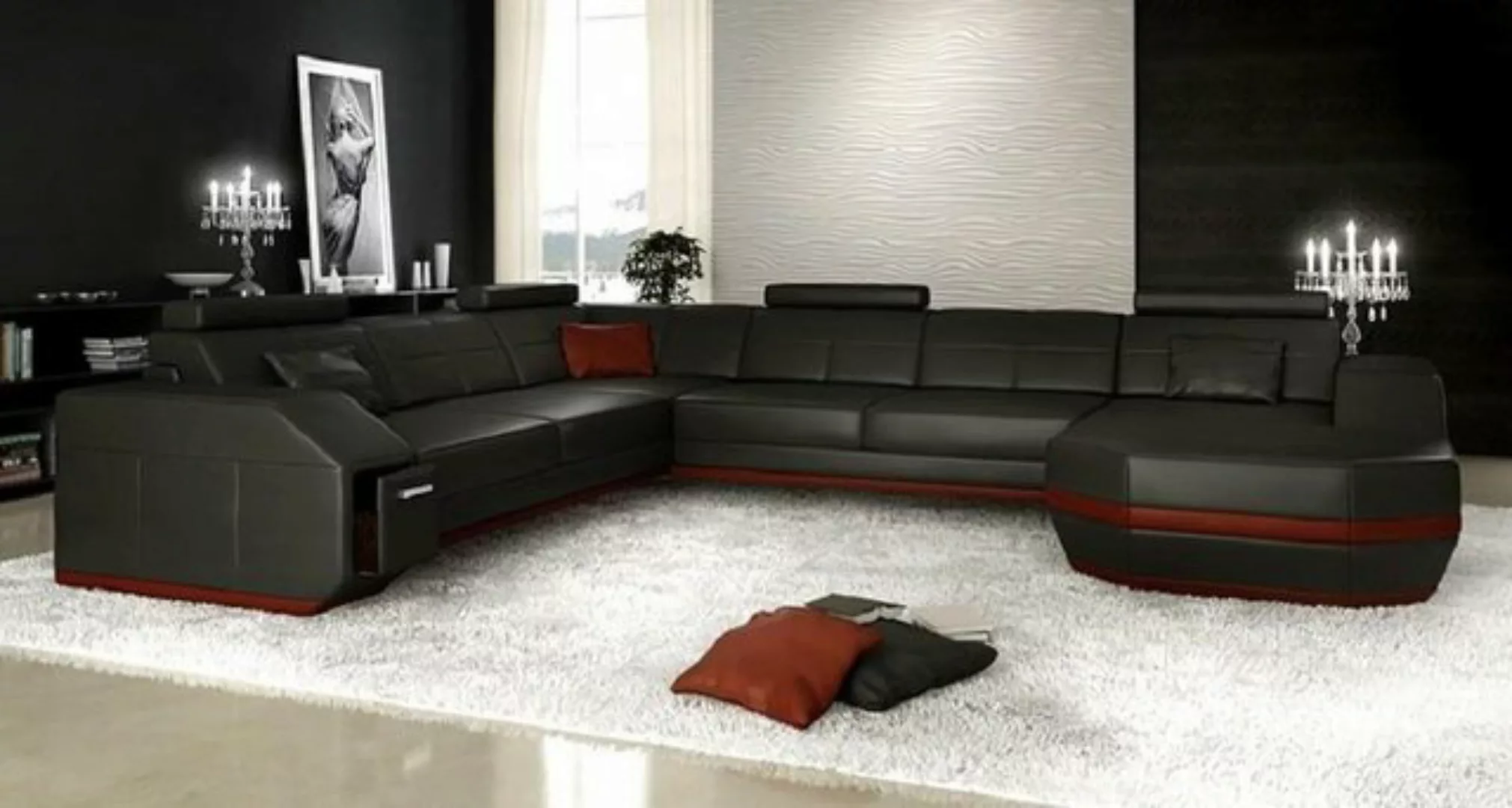 JVmoebel Ecksofa Ecksofa Ledersofa Big xxl U Form Wohnlandschaft Sofa Couch günstig online kaufen