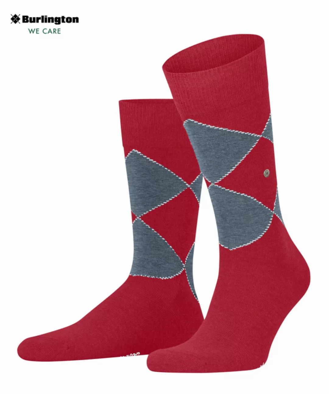 Burlington Kingston Herren Socken, 40-46, Pink, Argyle, Baumwolle (Bio), 21 günstig online kaufen