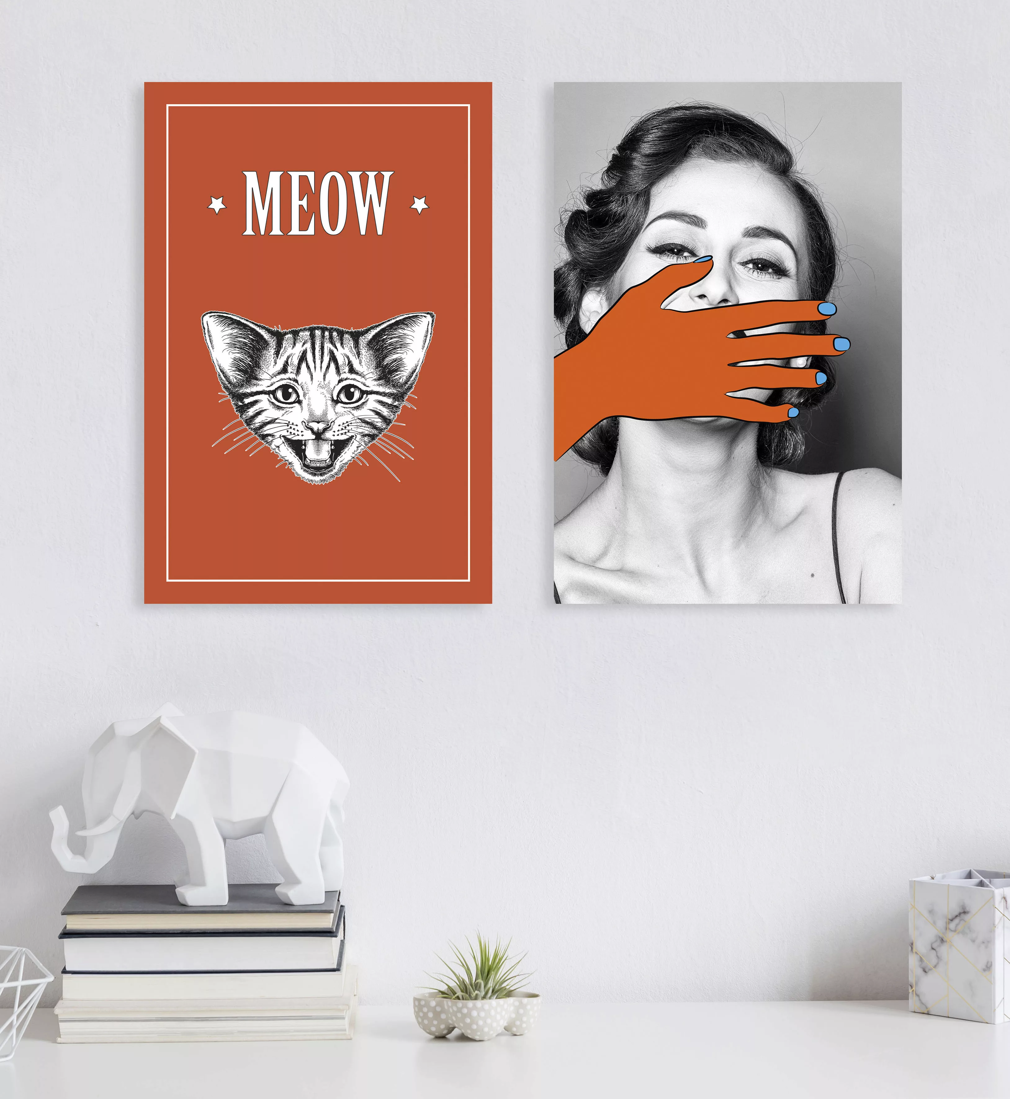 queence Leinwandbild "Katze MEOW" günstig online kaufen