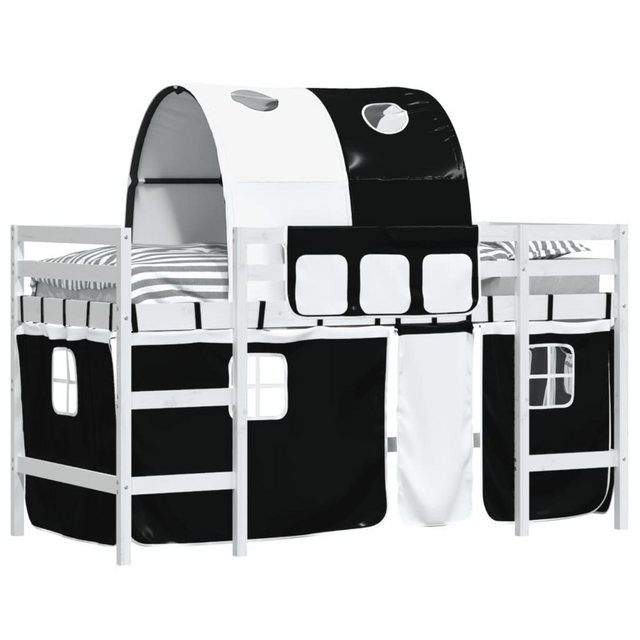 vidaXL Etagenbett Kinderhochbett mit Tunnel Weiß Schwarz 80x200 cm Kiefernh günstig online kaufen