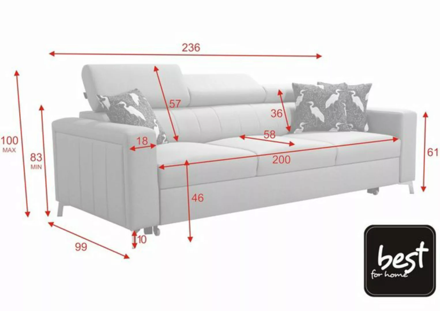 Best for Home Sofa BERTA funktionell und komfortabel günstig online kaufen