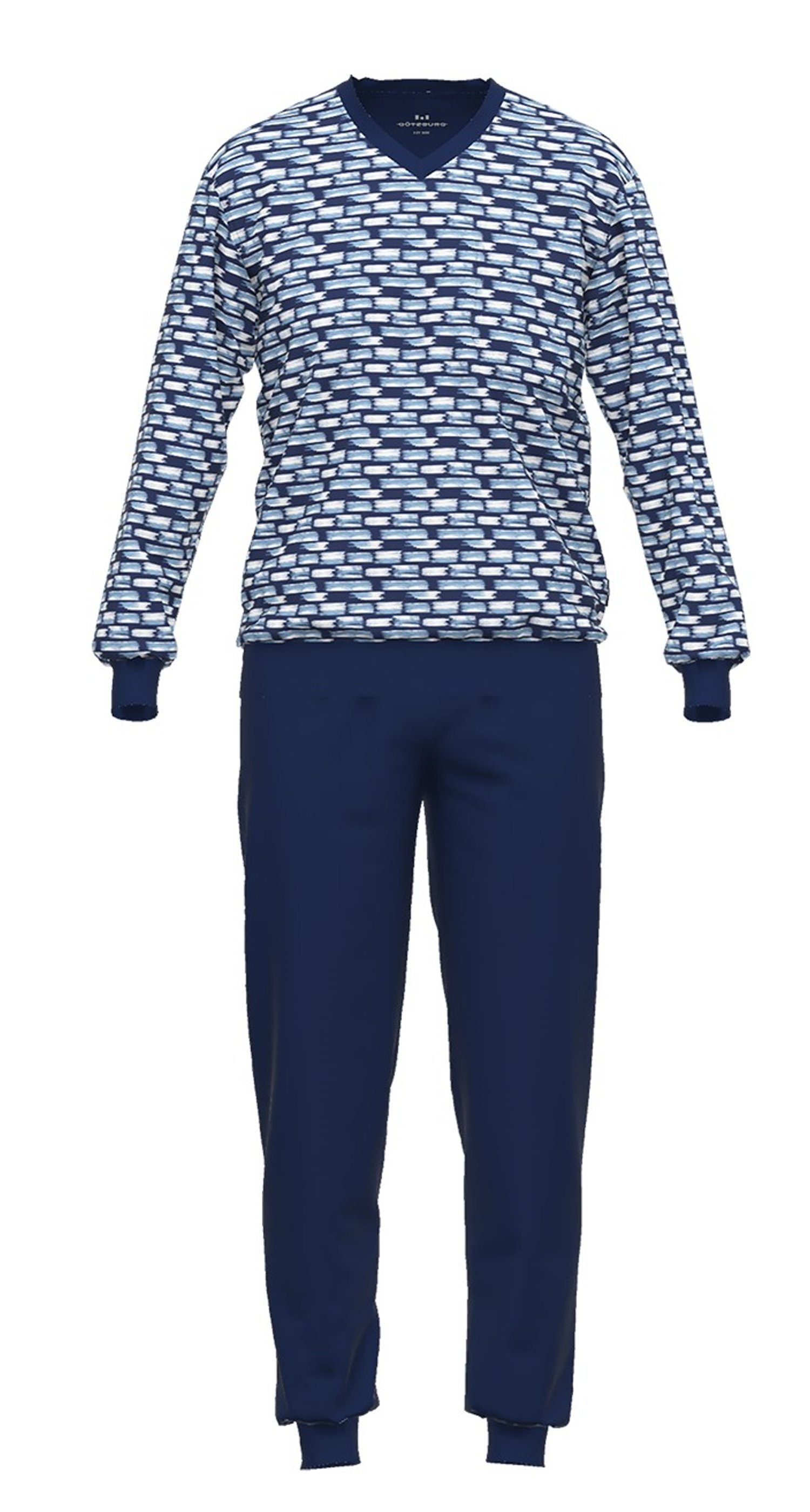 GÖTZBURG Schlafanzug Herren Pyjama mit V-Ausschnitt günstig online kaufen