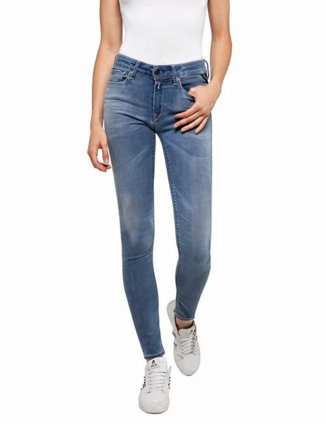 Replay Damen Jeans NEW LUZ - Skinny Fit - Blau - Medium Blue Denim Hyperfle günstig online kaufen
