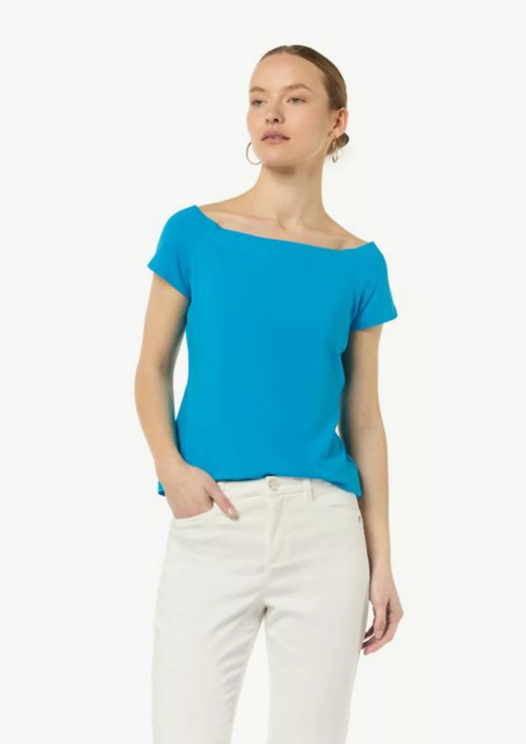 Comma Langarmbody Schulterfreies Shirt aus Baumwoll-Mix günstig online kaufen