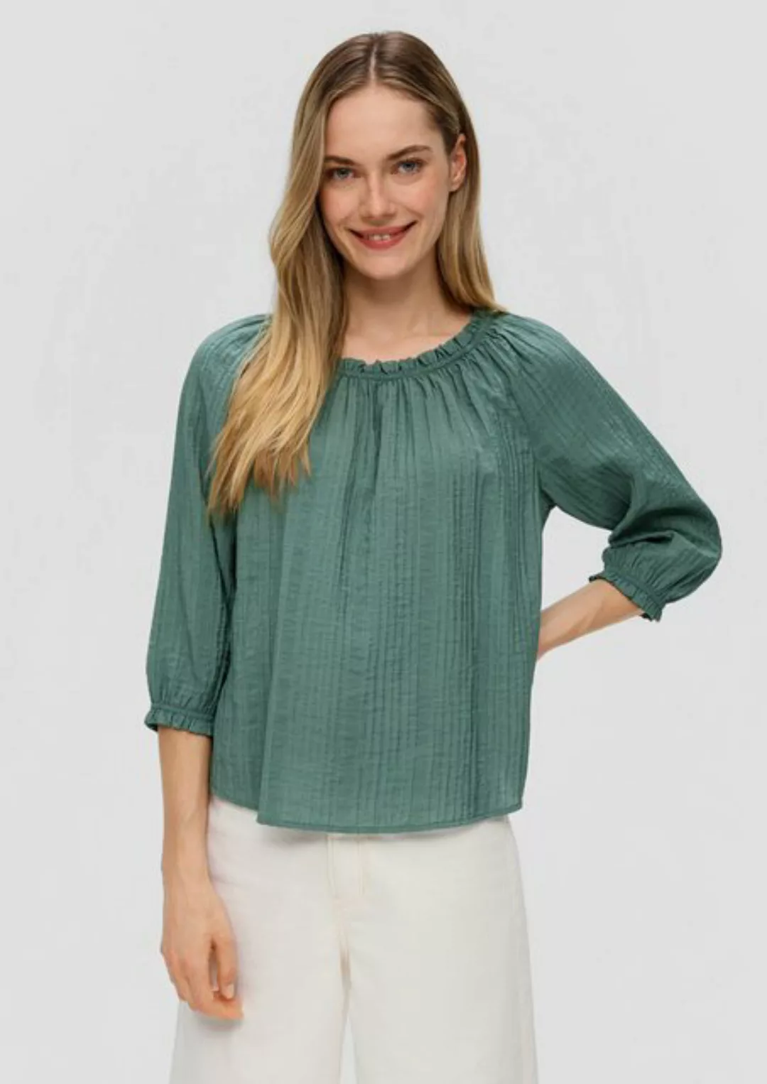 s.Oliver Kurzarmbluse Off-Shoulder-Bluse aus Viskosemix Raffung günstig online kaufen