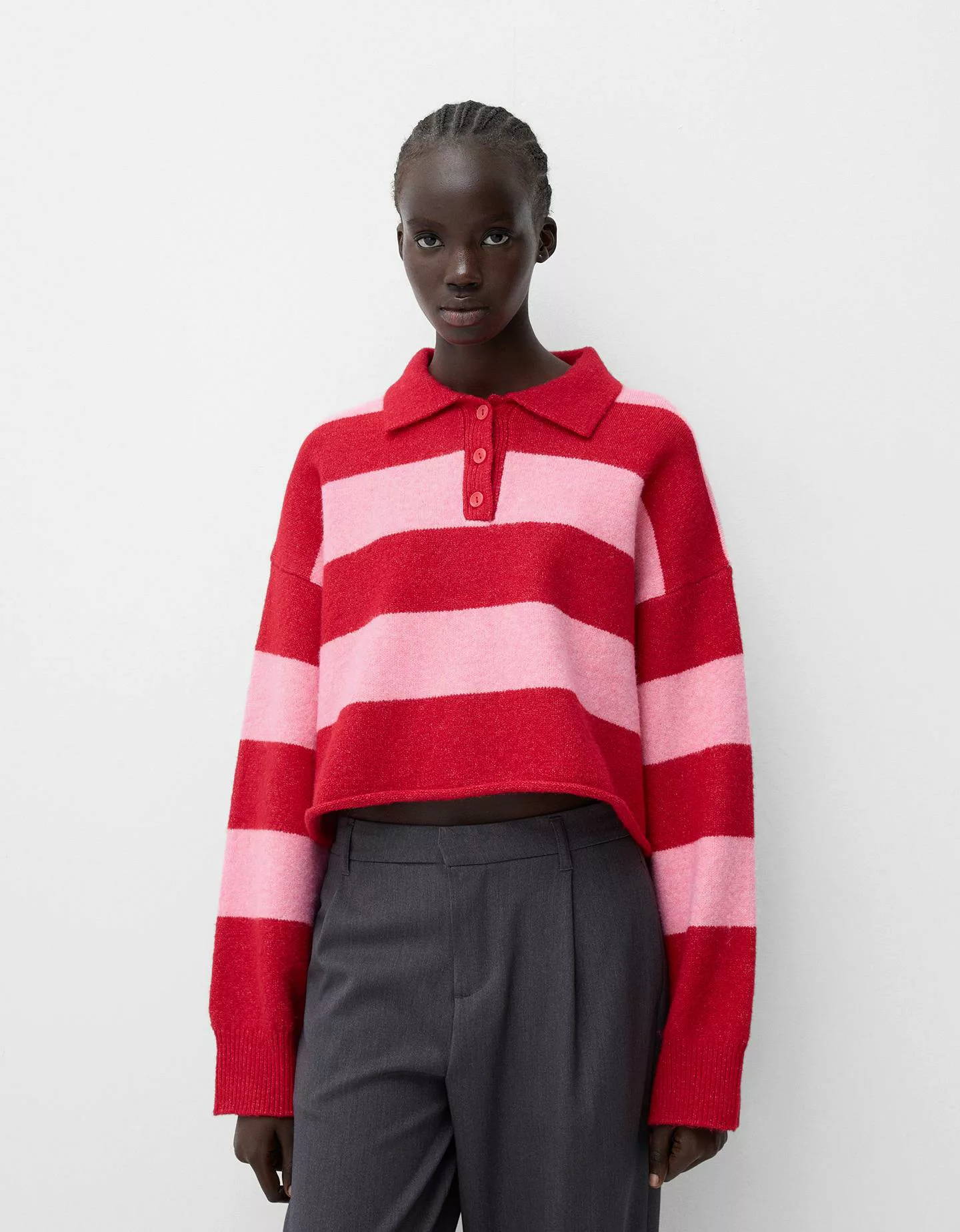 Bershka Pullover Mit Polokragen Damen Xs Rot günstig online kaufen