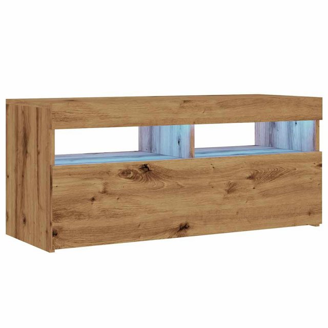 vidaXL TV-Schrank TV-Schrank mit LED-Leuchten Artisan-Eiche 90x35x40 cm (1- günstig online kaufen