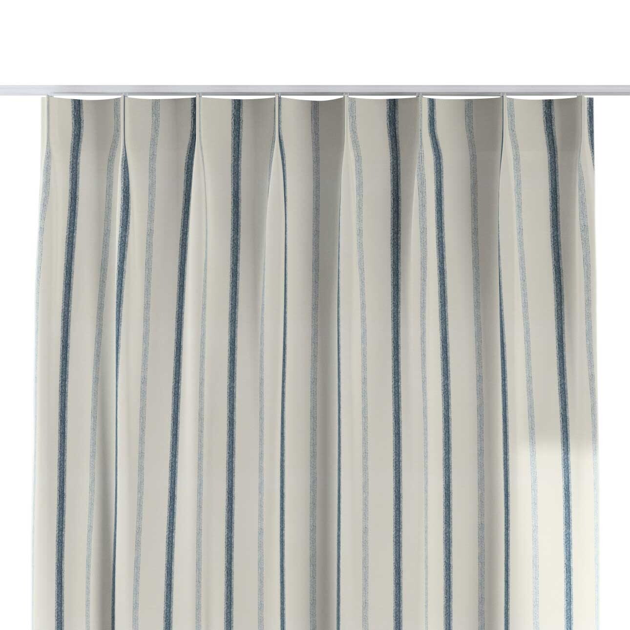 Vorhang mit flämischen 1-er Falten, creme- blau gestreift, Avinon (129-66) günstig online kaufen
