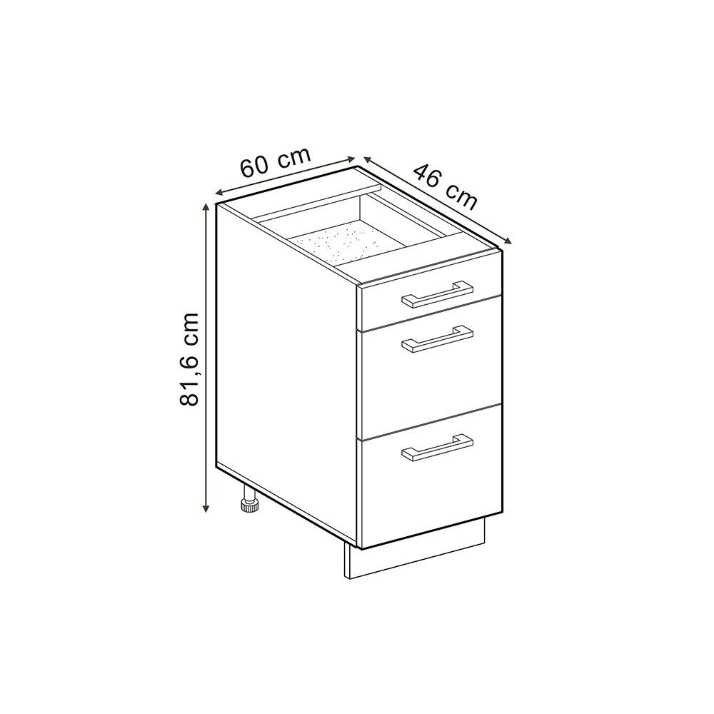 Vicco Unterschrank R-Line, Schwarz Hochglanz/Weiß, 60 günstig online kaufen