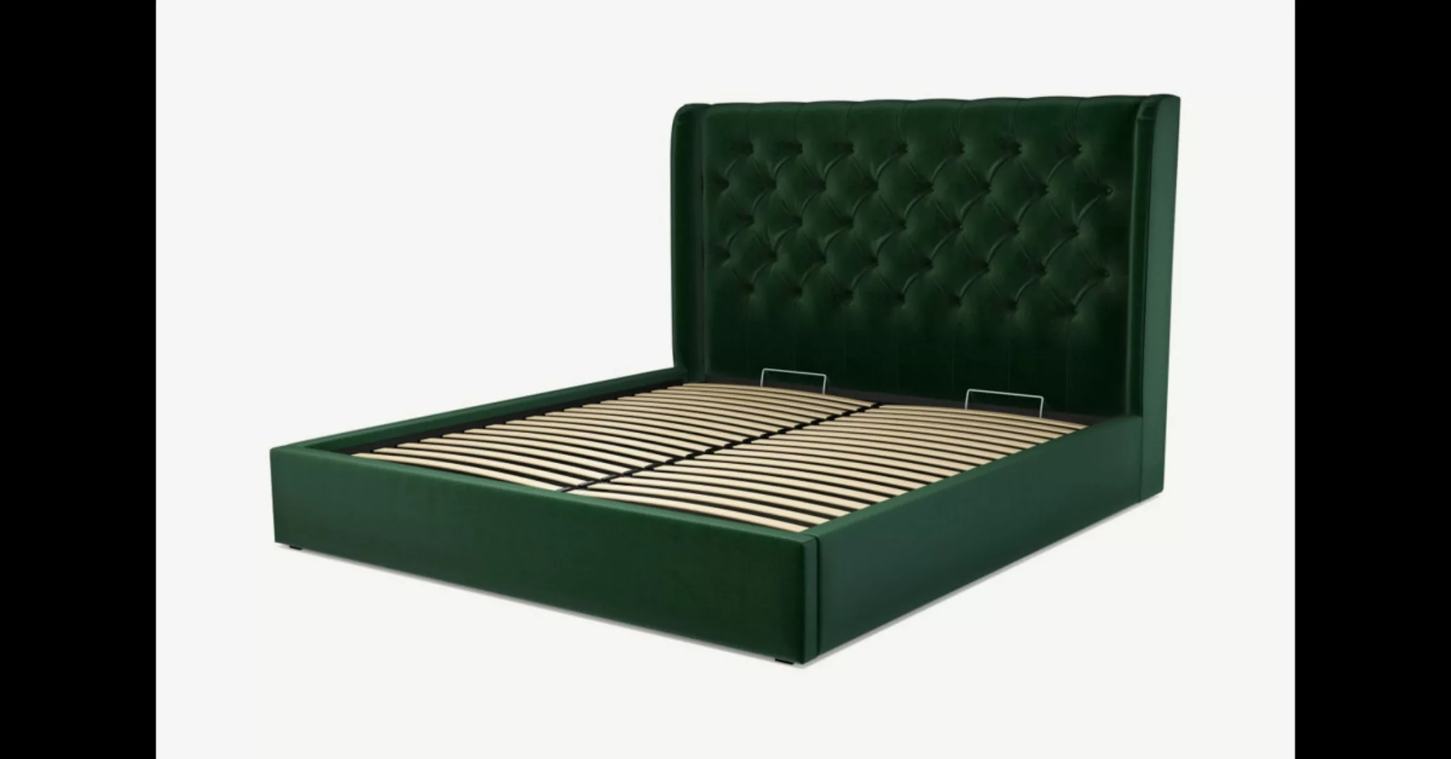 Romare Polsterbett mit Bettkasten (180 x 200 cm), Samt in Flaschengruen - M günstig online kaufen