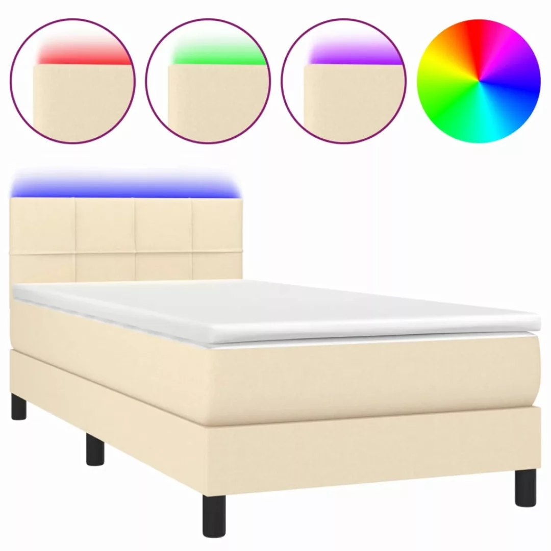 Vidaxl Boxspringbett Mit Matratze & Led Creme 100x200 Cm Stoff günstig online kaufen