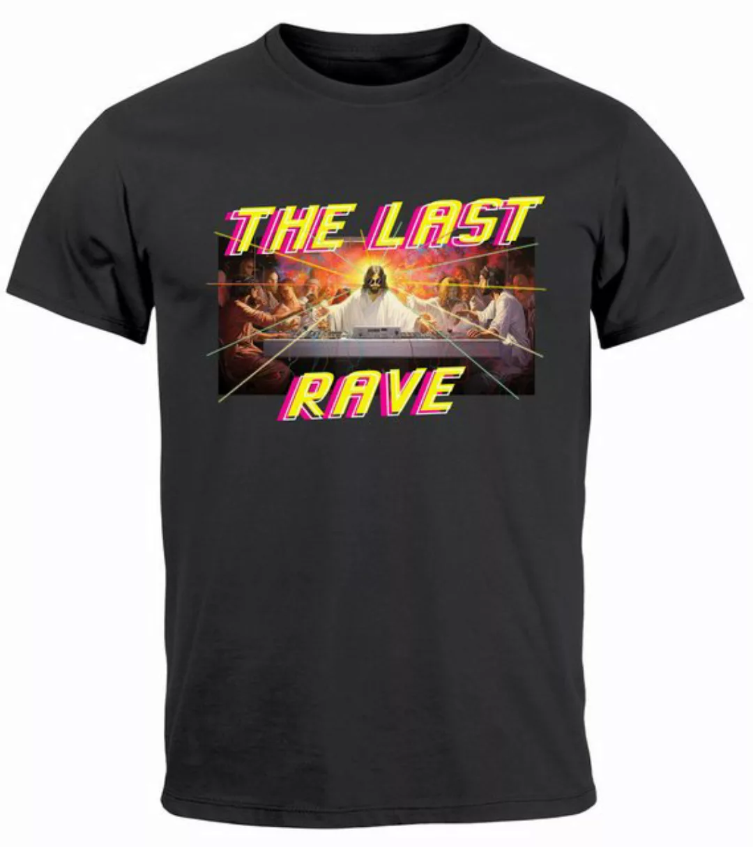 Neverless Print-Shirt Herren T-Shirt Techno The Last Rave Parodie Das letzt günstig online kaufen