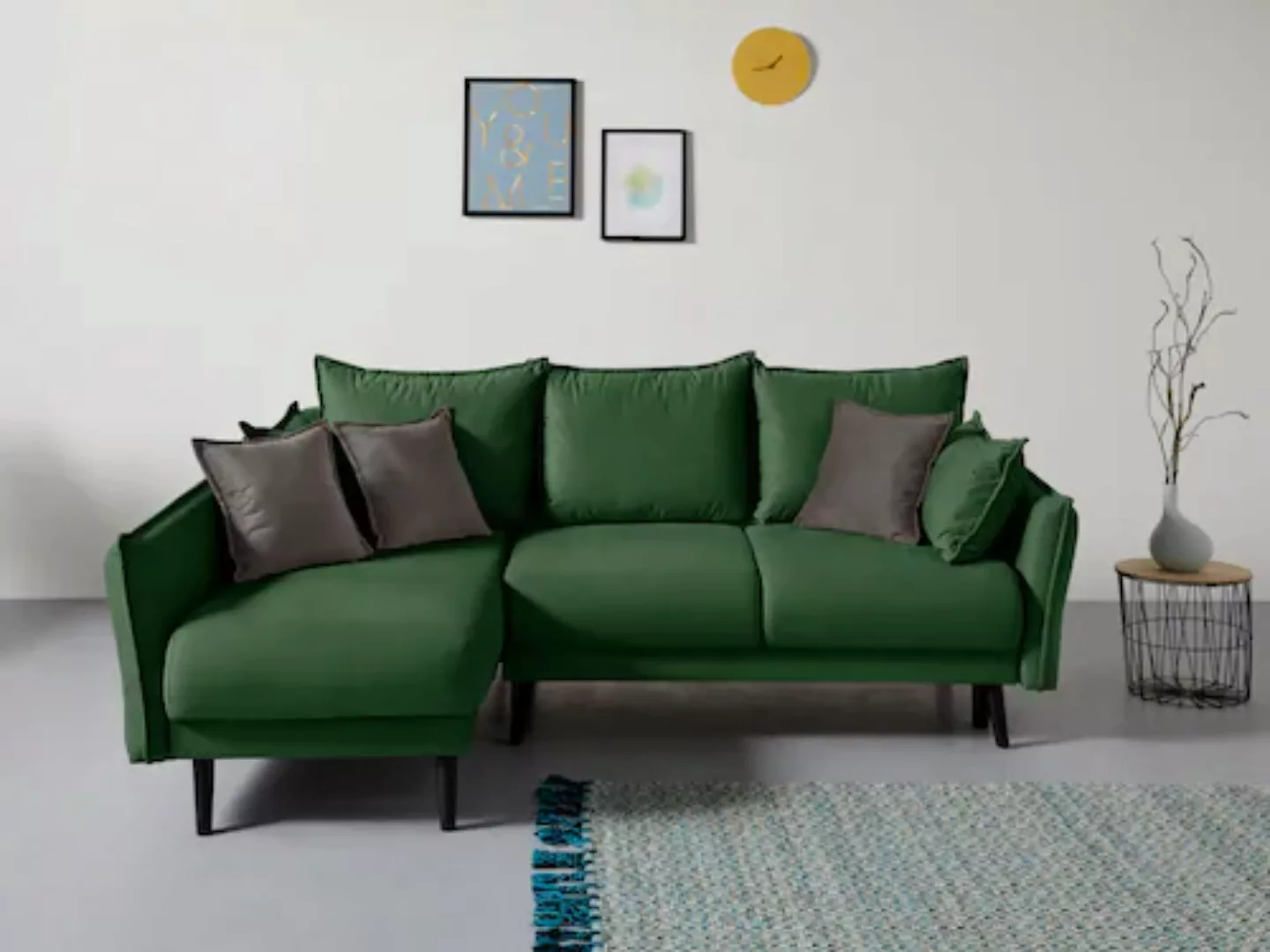 INOSIGN Ecksofa »Asra L-Form«, incl. Bettfunktion und Bettkasten, Seitentas günstig online kaufen