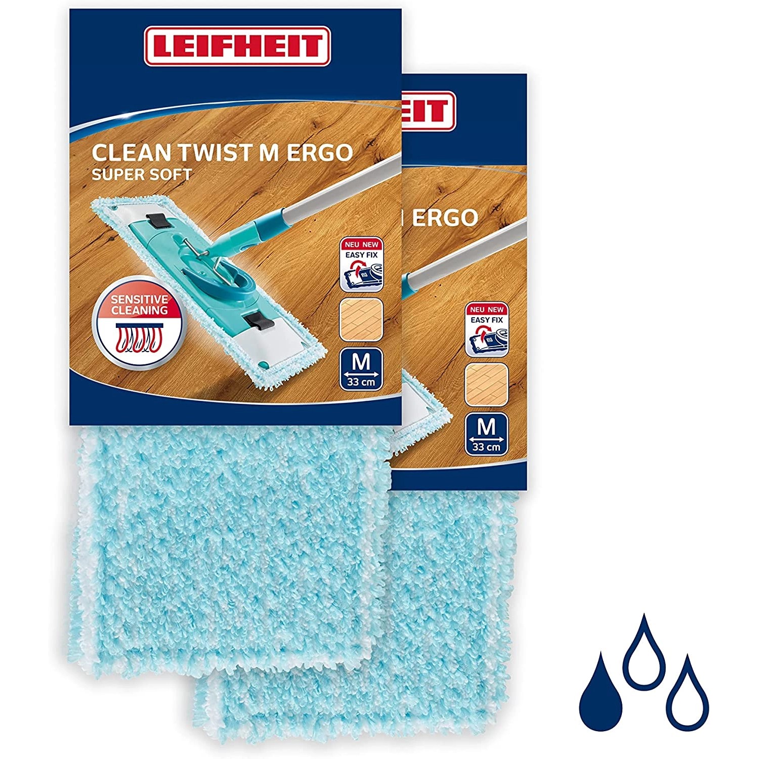 Leifheit 2er Set Wischbezug CLEAN TWIST M Ergo 33cm Bezug Parkett &Holzböde günstig online kaufen