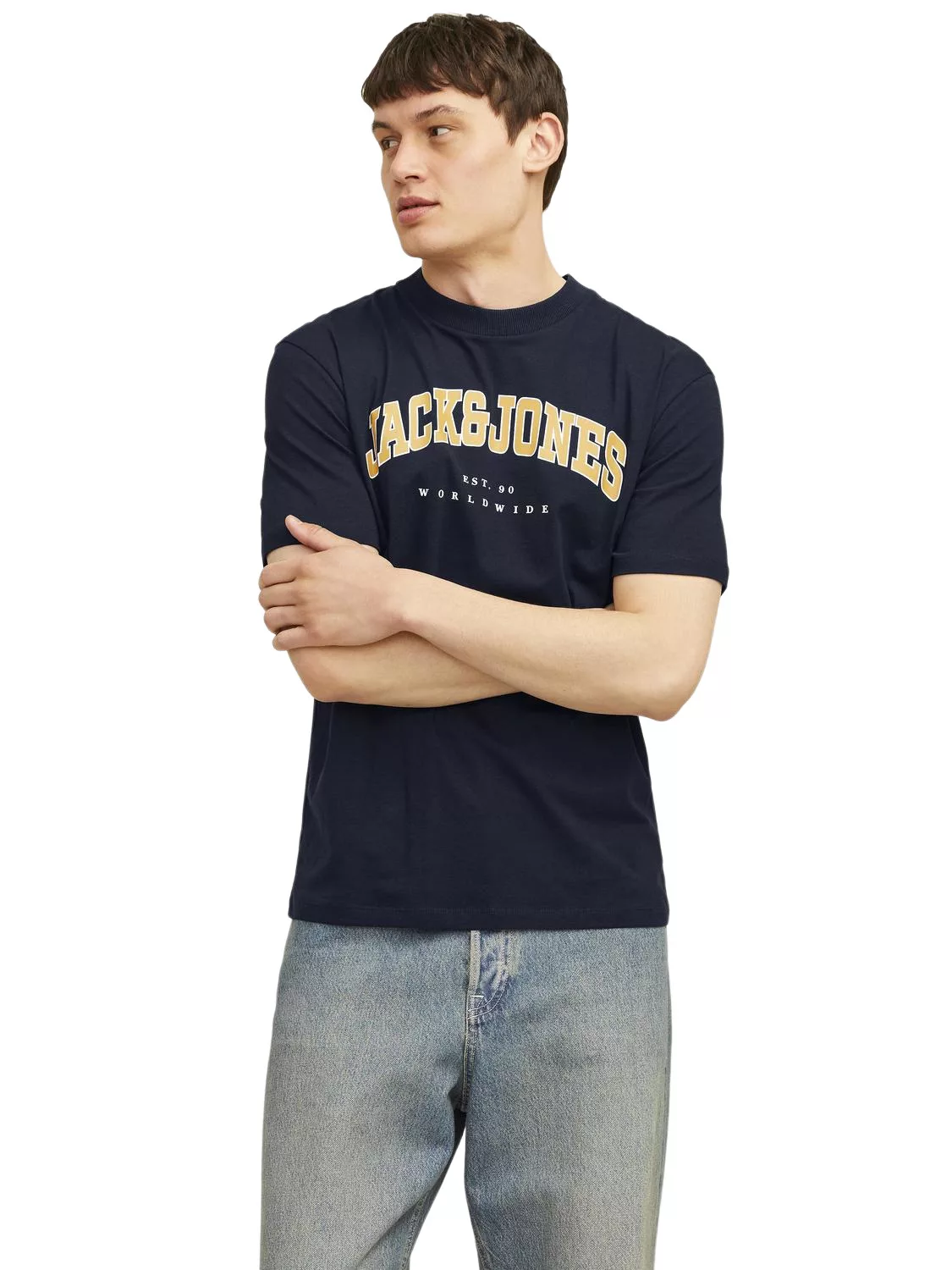 Jack & Jones Herren Rundhals T-Shirt JJECALEB VARSITY - Relaxed Fit günstig online kaufen