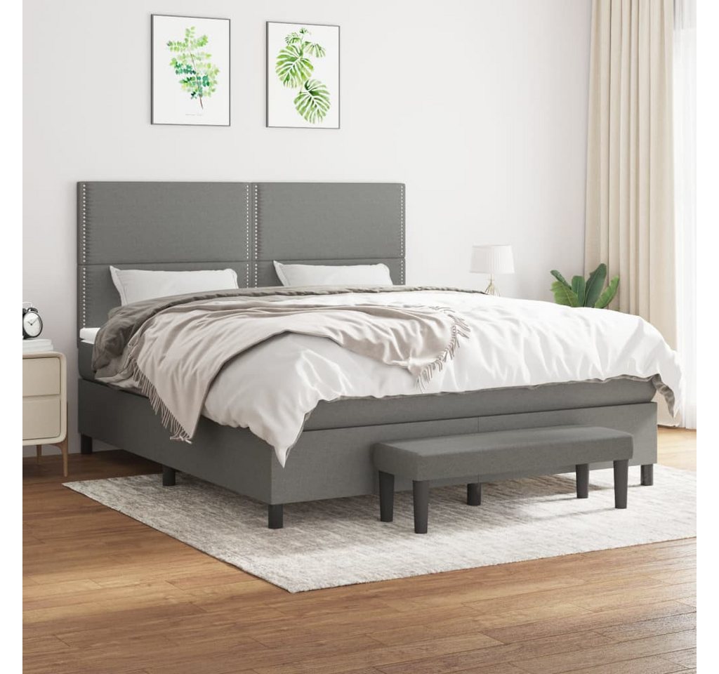 vidaXL Boxspringbett Boxspringbett mit Matratze Dunkelgrau 180x200 cm Stoff günstig online kaufen