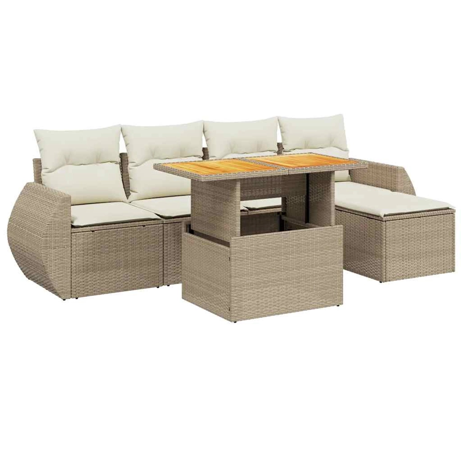 vidaXL 6-Tlg Garten-Sofagarnitur mit Kissen Beige Poly Rattan 3275809 günstig online kaufen