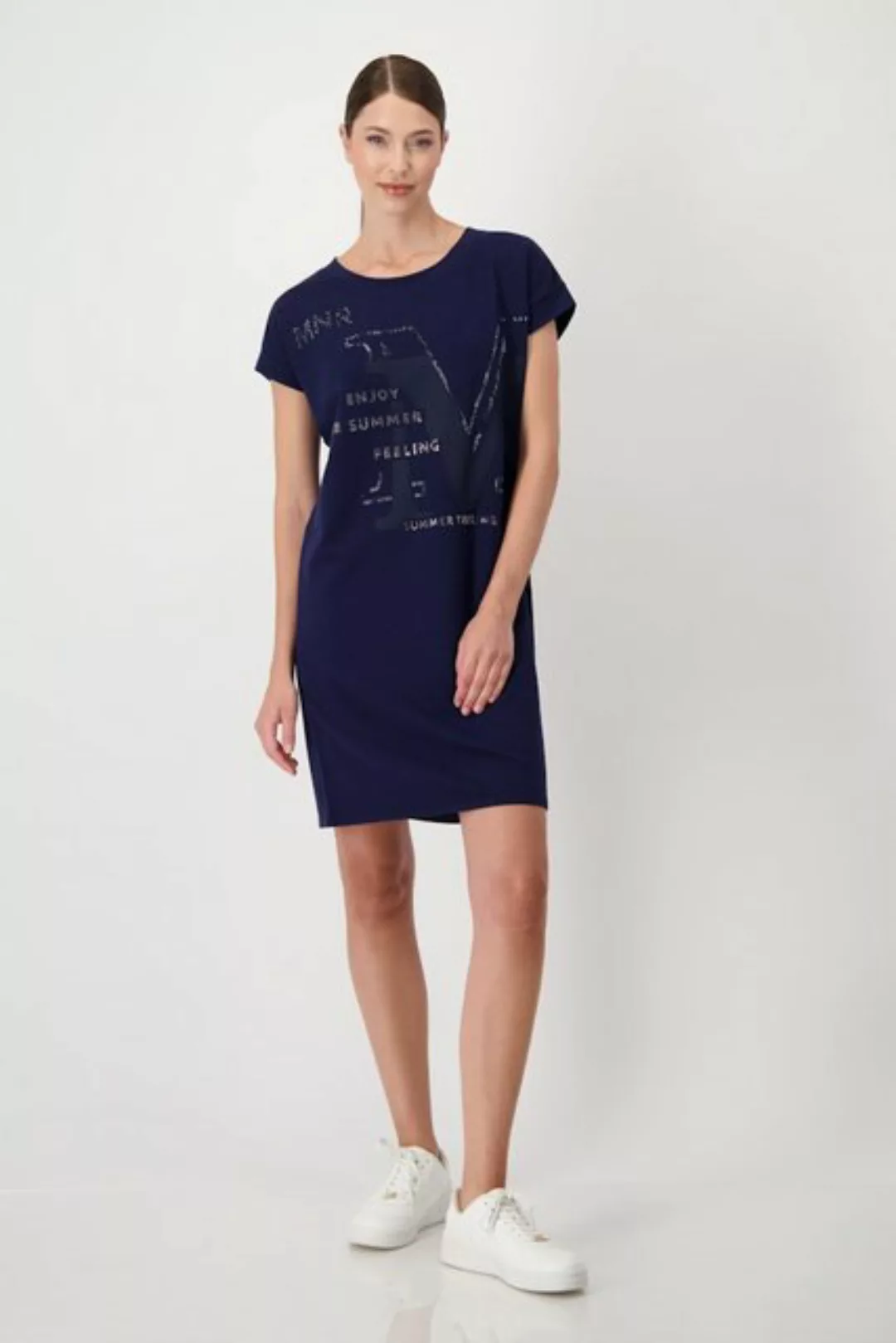 Monari Shirtkleid mit Schriftzug und Glitzernieten günstig online kaufen