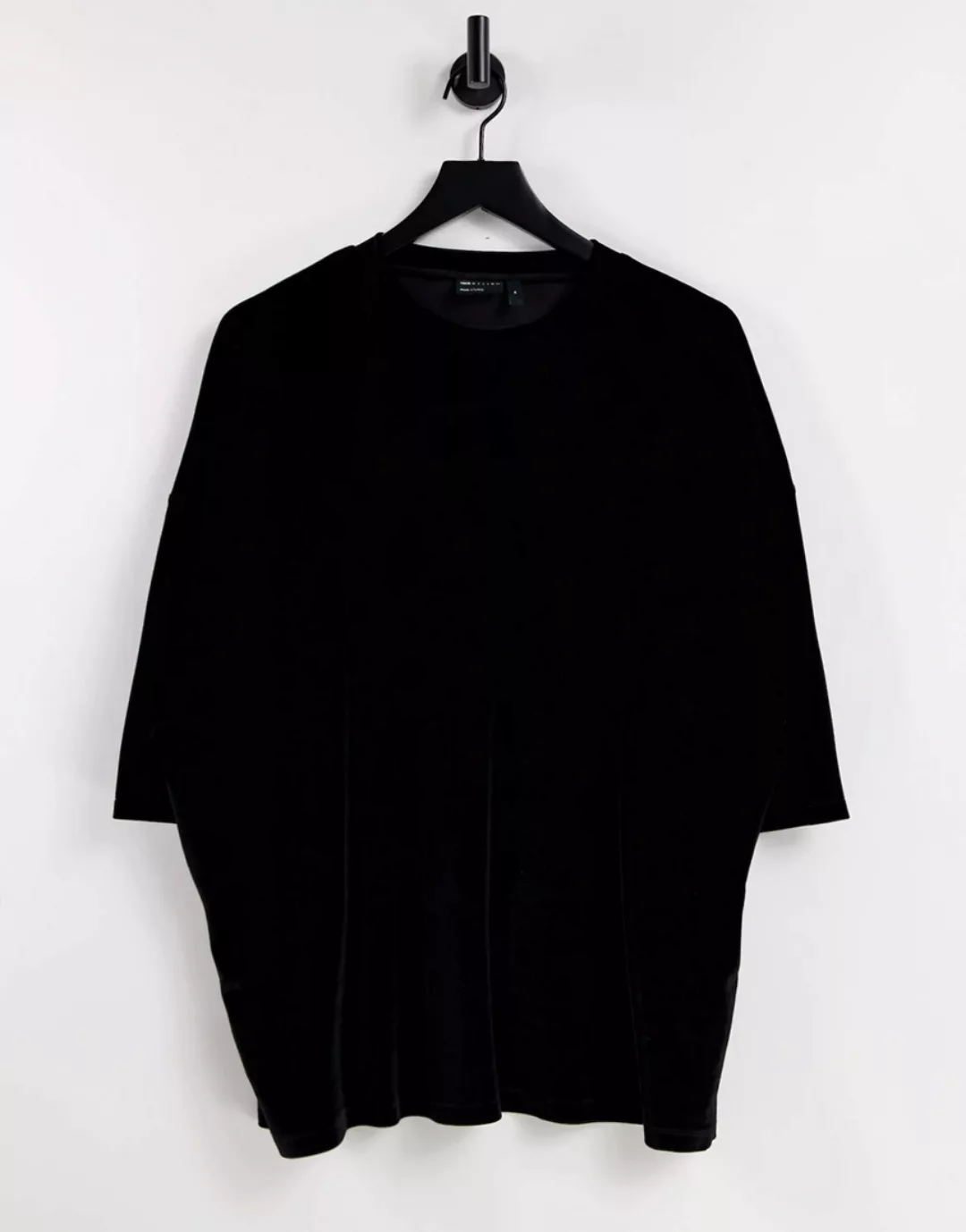 ASOS DESIGN – Oversize T-Shirt aus Velours in Schwarz günstig online kaufen