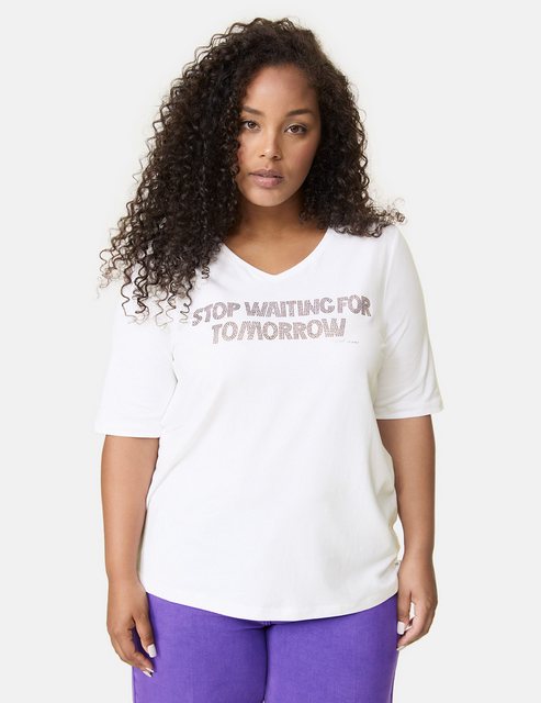 Samoon Kurzarmshirt T-Shirt mit verziertem Letterprint günstig online kaufen