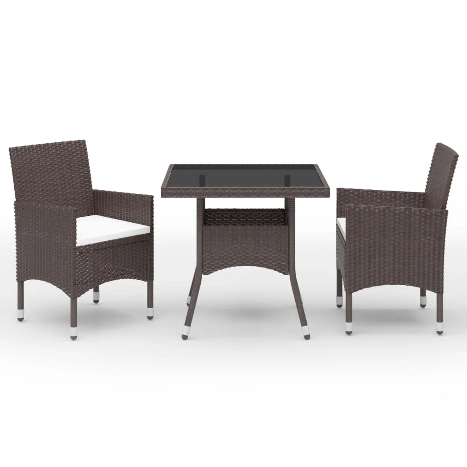 vidaXL 3-Tlg Garten-Essgruppe Poly Rattan und Hartglas Braun 3095912 günstig online kaufen
