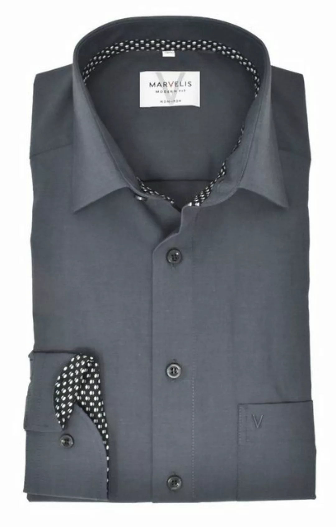 MARVELIS Businesshemd Businesshemd - Modern Fit - Langarm - Einfarbig - Ant günstig online kaufen