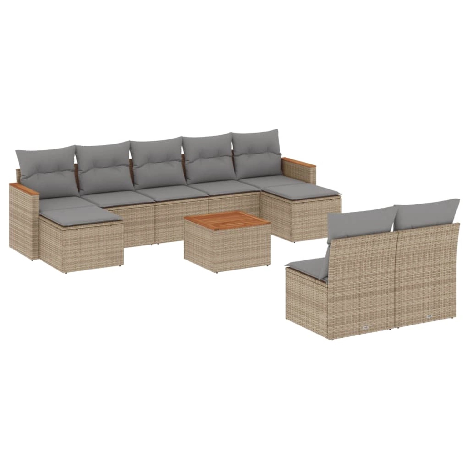 vidaXL 10-Tlg Garten-Sofagarnitur mit Kissen Beige Poly Rattan 3258783 günstig online kaufen