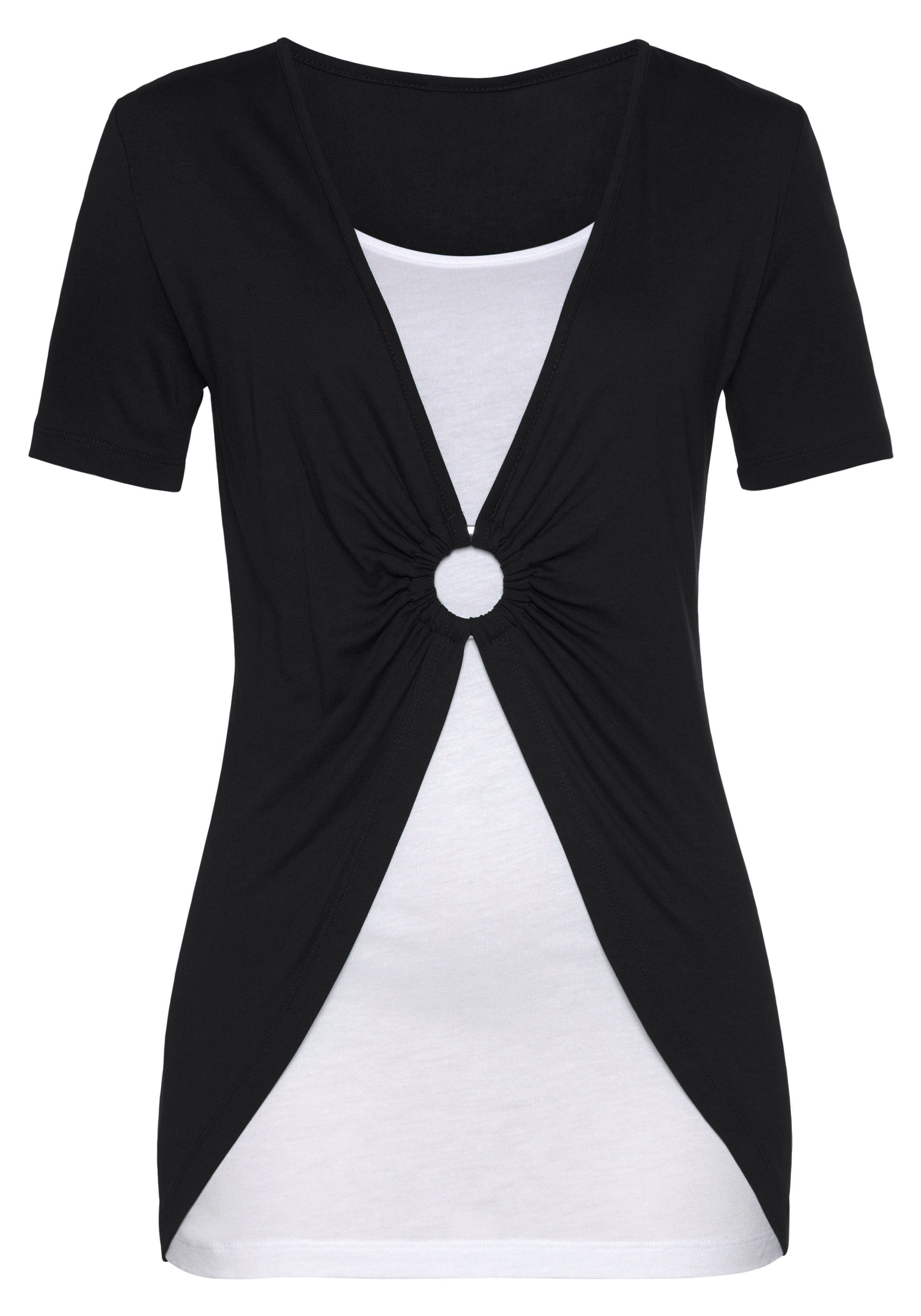 Vivance 2-in-1-Shirt mit Ringdetail vorne, T-Shirt, günstig online kaufen