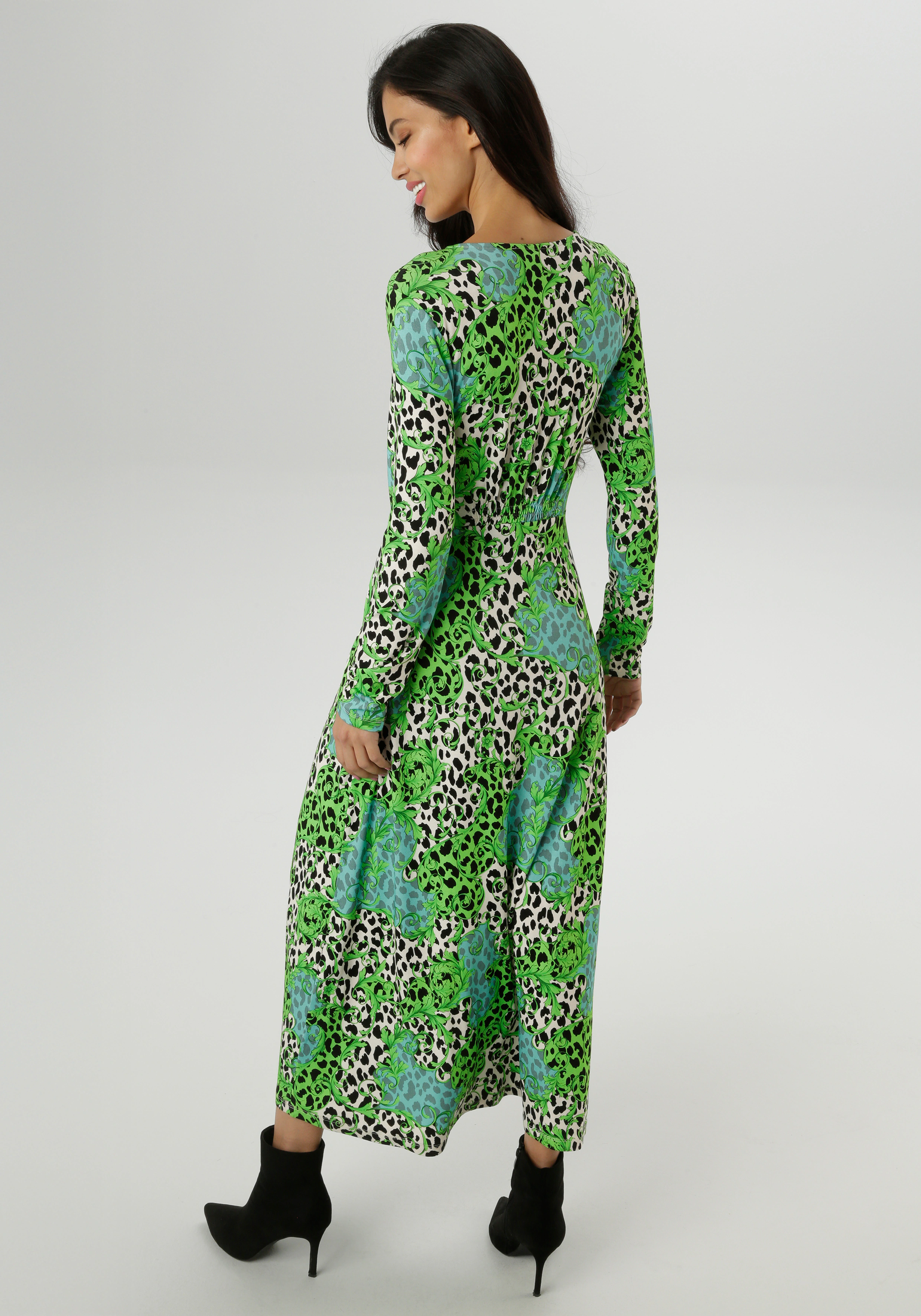 Aniston SELECTED Midikleid, mit Smok-Details und fantasievollem Leo-Print - günstig online kaufen